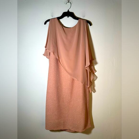 Elegant Pink Chiffon Overlay Dress - Picture 1 of 3